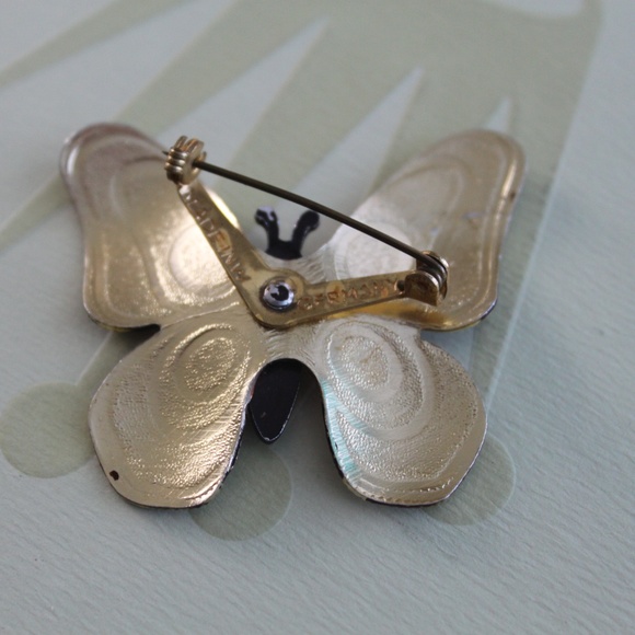 Vintage Stamped Metal Butterfly Pin - Picture 3 of 3